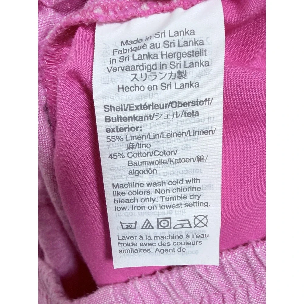 J.Crew Pink Linen‎ Blend Pants Drawstring Beach Coastal Old Money Preppy Size 6